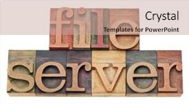  Presentation with text file - Colorful slides enhanced with file server - computer network concept - isolated text in vintage wood letterpress printing blocks backdrop and a coral colored foreground