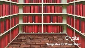  Presentation with file system - Colorful PPT theme enhanced with file system - red hard cover book backdrop and a tawny brown colored foreground