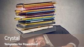  Presentation with work the word in your life - Presentation theme consisting of file works - young businessman crushed by folders background and a coral colored foreground