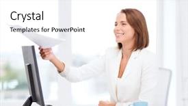  Presentation with education - Presentation design featuring accounting files - business adn education concept background and a  colored foreground