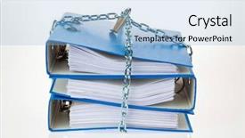  Presentation with files - Amazing PPT layouts having files folder locked with chain backdrop and a light blue colored foreground