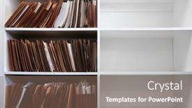  Presentation with files - PPT layouts featuring files-organized-on-an-office and a violet colored foreground