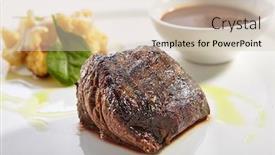  Presentation with cauliflower - PPT theme enhanced with filet-mignon-steak-with-cauliflower background and a lemonade colored foreground