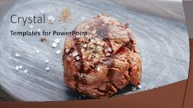  Presentation with salt food - Theme having filet-mignon-steak-with-salt background and a light gray colored foreground