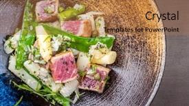  Presentation with tuna fish - Slide deck consisting of filet salad with white asparagus background and a coral colored foreground