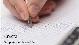  Presentation with business calculator - Audience pleasing slide deck consisting of document filing - business and office concept backdrop and a  colored foreground