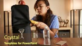  Presentation with lunch - Amazing PPT theme having filipina-nurse-at-home-packing backdrop and a tawny brown colored foreground