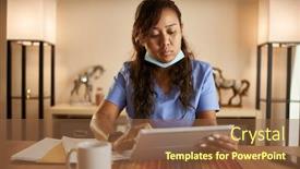  Presentation with nurse - Slide deck having filipina-nurse-working-from-home background and a tawny brown colored foreground
