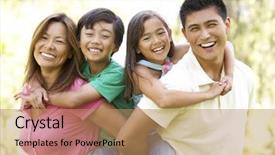  Presentation with filipino family - Beautiful PPT theme featuring filipino - family enjoying day in park backdrop and a coral colored foreground