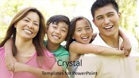  Presentation with filipino family - Slides with filipino - family enjoying day in park background and a coral colored foreground