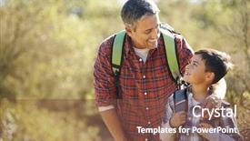  Presentation with silhouette of father and son - Slide deck enhanced with filipino - father and son hiking background and a tawny brown colored foreground