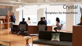  Presentation with business group meeting - Colorful presentation design enhanced with filipino - group of business professionals meeting backdrop and a soft green colored foreground