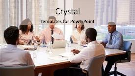  Presentation with business group meeting - Colorful presentation design enhanced with filipino - group of business professionals meeting backdrop and a soft green colored foreground