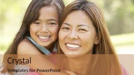  Presentation with filipino - Slide set with filipino - mother and daughter enjoying day background and a coral colored foreground