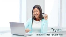  Presentation with home office - PPT theme enhanced with filipino - online shopping people and technology background and a sky blue colored foreground