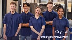  Presentation with engineering - Colorful PPT theme enhanced with filipino - portrait of engineering apprentices backdrop and a navy blue colored foreground