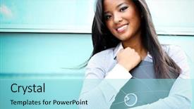  Presentation with filipino - PPT theme having filipino - pretty asian business woman background and a arctic colored foreground