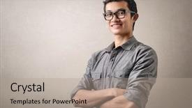  Presentation with self - Audience pleasing theme consisting of filipino - self-confident young man backdrop and a coral colored foreground