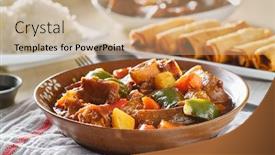  Presentation with filipino - Presentation theme consisting of filipino-beef-kaldereta-in-bowl background and a coral colored foreground