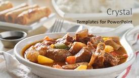  Presentation with filipino - Presentation theme enhanced with filipino-beef-kaldereta-in-bowl background and a soft green colored foreground