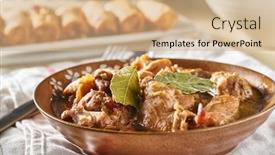  Presentation with filipino - Colorful presentation enhanced with filipino-chicken-adobo-in-bowl backdrop and a coral colored foreground