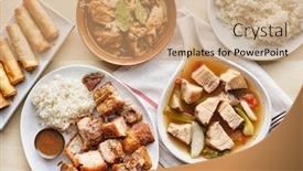  Presentation with dinner - Presentation theme consisting of filipino-dinner-with-sinigang-lechon background and a coral colored foreground