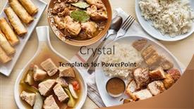  Presentation with filipino - Beautiful slide set featuring filipino-dinner-with-sinigang-lechon backdrop and a coral colored foreground