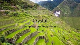  Presentation with rice terraces - Audience pleasing PPT theme consisting of filipino food - batad rice terraces unesco heritage backdrop and a gold colored foreground