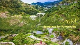  Presentation with rice terraces - Slide set consisting of filipino food - batad rice terraces unesco heritage background and a tawny brown colored foreground