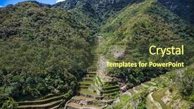 Presentation with central asia - Theme with filipino food - batad rice terraces unesco heritage background and a tawny brown colored foreground