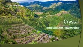  Presentation with central asia - Presentation design featuring filipino food - batad rice terraces unesco heritage background and a tawny brown colored foreground