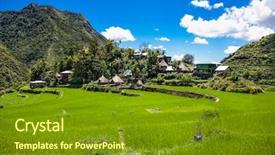  Presentation with central asia - Slide deck enhanced with filipino food - village in 2000-year old batad background and a tawny brown colored foreground