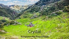  Presentation with central asia - Slide set with filipino food - village in 2000-year old batad background and a yellow colored foreground