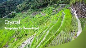  Presentation with central asia - Amazing PPT theme having filipino food - village in 2000-year old batad backdrop and a seafoam green colored foreground