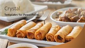  Presentation with lumpia - Slide set enhanced with filipino-fried-lumpia-on-plate background and a mint green colored foreground