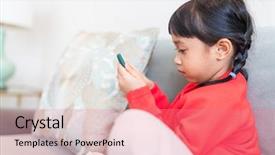  Presentation with filipino - Audience pleasing presentation theme consisting of filipino games - asian girl looking at smart backdrop and a coral colored foreground