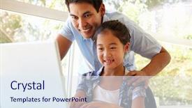  Presentation with daughter - Presentation design having filipino games - father and daughter using laptop background and a sky blue colored foreground