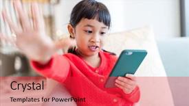  Presentation with play - Theme having filipino games - girl play with cellphone background and a red colored foreground