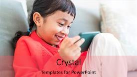  Presentation with mobile home - Audience pleasing theme consisting of filipino games - little girl looking at mobile backdrop and a coral colored foreground