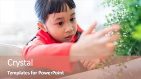  Presentation with plant - Amazing slide deck having filipino games - little girl touching plant backdrop and a coral colored foreground