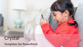  Presentation with cheerful stylish city girl using - PPT theme consisting of filipino games - little girl use of cellphone background and a lemonade colored foreground