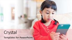  Presentation with mobile games - Beautiful theme featuring filipino games - little girl use of mobile backdrop and a red colored foreground