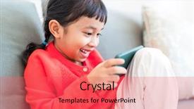  Presentation with mobile use - Beautiful slides featuring filipino games - little girl use of mobile backdrop and a coral colored foreground