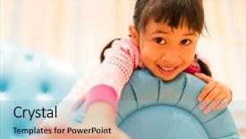  Presentation with children little child girl plays - Cool new PPT layouts with filipino games - young girl playing at home backdrop and a light blue colored foreground