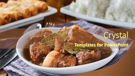  Presentation with filipino - Audience pleasing presentation theme consisting of filipino-pork-adobo-in-bowl backdrop and a tawny brown colored foreground