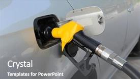  Presentation with fuel station - Beautiful PPT theme featuring fill up fuel at gas backdrop and a  colored foreground