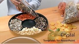  Presentation with chinese new year firecrackers - Theme having fill with chinese new year background and a gold colored foreground