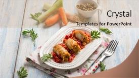  Presentation with tomatoes mechanism - Amazing theme having filled sepia with tomatoes capers backdrop and a coral colored foreground