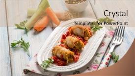  Presentation with carrots - Beautiful slides featuring filled sepia with tomatoes capers backdrop and a coral colored foreground