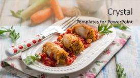  Presentation with chinese pastry or mooncake filled - Audience pleasing theme consisting of filled sepia with tomatoes capers backdrop and a coral colored foreground
